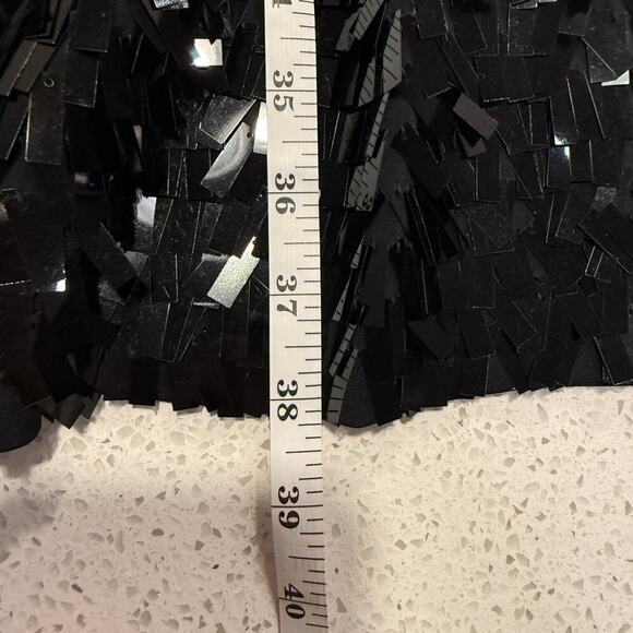 Clavin Klein Black Long Sleeve Midi Dress Sequin Hem 14 Cocktail Elegant Sexy - Picture 7 of 8